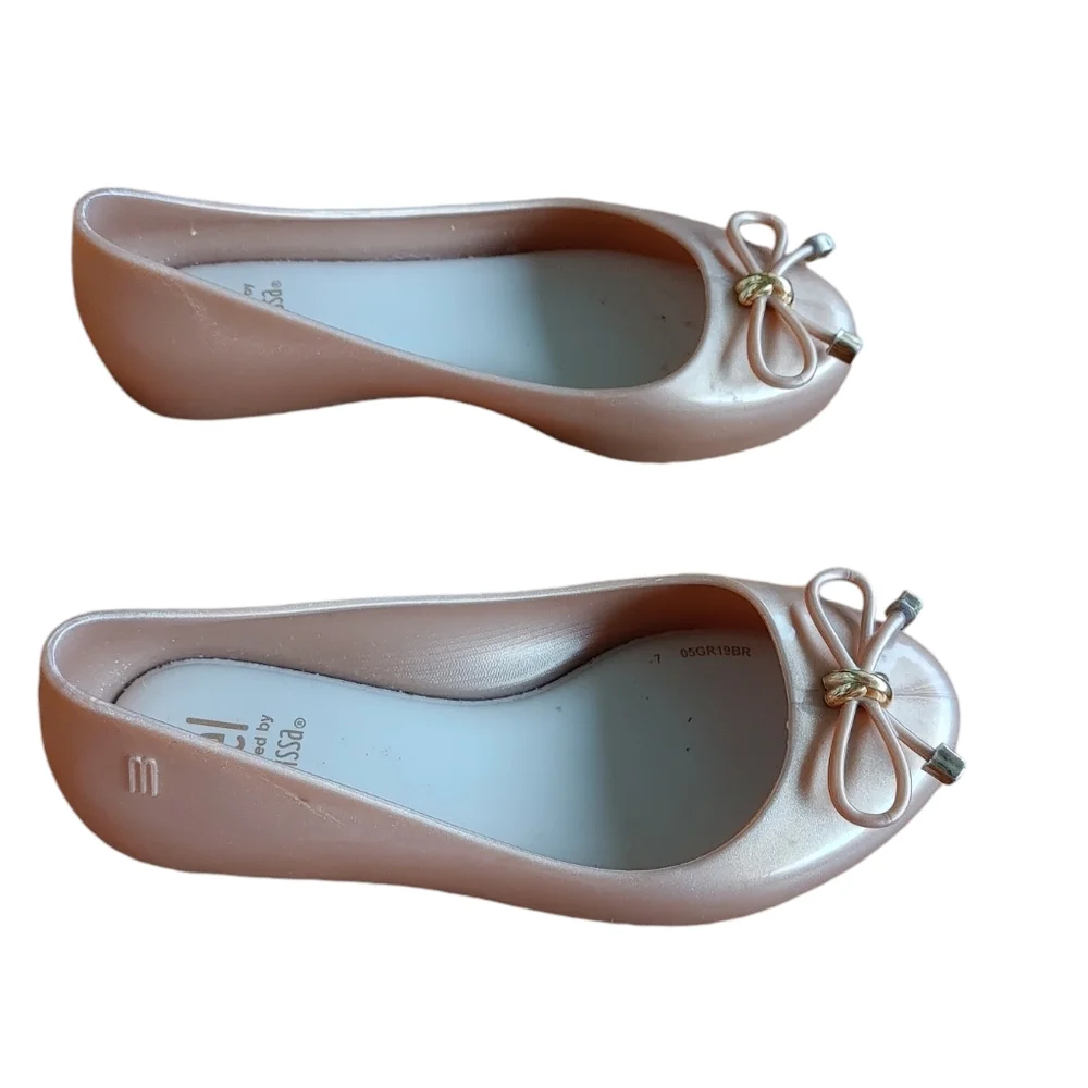 Mel by Mini Melissa Sweet Love IV Gold Ballet Bow Flat